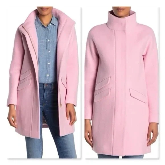 NEW J.Crew Pink Nello Gori Italian Stadium Cloth Wool Cocoon Coat Size 00 - Picture 7 of 9